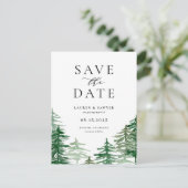 ロマンチックな水の色ウッドランドフォレスト日付を保存 案内ポストカード (スタンド正面)