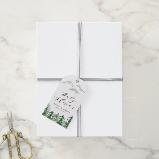 ロマンチックな水の色ウッドランドベビーシャワーギフトラベル ギフトタグ (より糸付き)