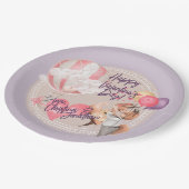 ロマンチックな水の色バレンタインデーキツネオン紫 ペーパープレート (アングル)