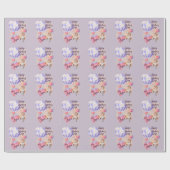 ロマンチックな水の色バレンタインデーキツネオン紫 ラッピングペーパー (フラット)