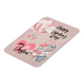 ロマンチックな水の色バレンタインラブバンニーオンピンク マグネット (左側)