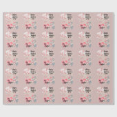 ロマンチックな水の色バレンタインラブバンニーオンピンク ラッピングペーパー (フラット)