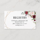 ロマンチックな水の色バーガンディフローラ幾何学的 エンクロージャーカード (正面)