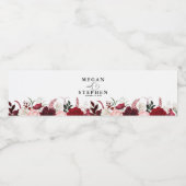 ロマンチックな水の色バーガンディフローラ結婚ズ ペットボトルラベル (シングルラベル)