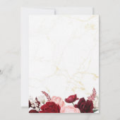 ロマンチックな水の色バーガンディフローラ結婚ズ 招待状 (裏面)