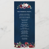 ロマンチックな水の色バーガンディーレッドネイビーバラフローラ プログラム (裏面)