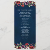 ロマンチックな水の色バーガンディーレッドネイビーバラフローラ プログラム (裏面)