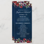 ロマンチックな水の色バーガンディーレッドネイビーバラフローラ プログラム (正面/裏面)