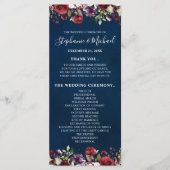 ロマンチックな水の色バーガンディーレッドネイビーバラフローラ プログラム (正面)