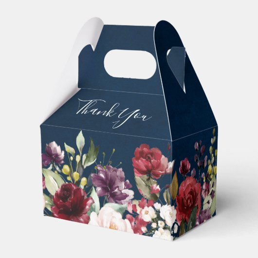 ロマンチックな水の色バーガンディーレッドネイビーフローラ フェイバーボックス (裏面サイド)