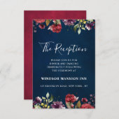 ロマンチックな水の色バーガンディーレッドビービーバラフローラ 招待状 (正面/裏面)