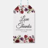 ロマンチックな水の色バーガンディーレッド赤面バラフローラ ギフトタグ (正面)