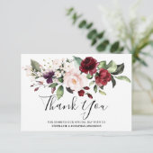 ロマンチックな水の色バーガンディーレッド赤面バラフローラ サンキューカード (スタンド正面)