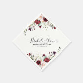 ロマンチックな水の色バーガンディーレッド赤面バラフローラ スタンダードカクテルナプキン (角)