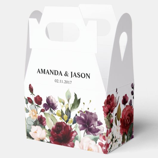 ロマンチックな水の色バーガンディーレッド赤面バラフローラ フェイバーボックス (オープン)