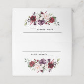 ロマンチックな水の色バーガンディーレッド赤面バラフローラ プレイスカード (外部開封)