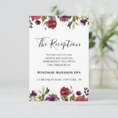 ロマンチックな水の色バーガンディーレッド赤面バラフローラ 招待状 (スタンド正面)