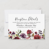 ロマンチックな水の色バーガンディーレッド赤面バラフローラ 招待状 (正面)