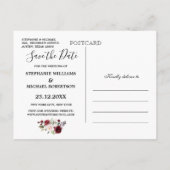 ロマンチックな水の色バーガンディーレッド赤面バラフローラ 案内ポストカード (裏面)