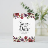 ロマンチックな水の色バーガンディーレッド赤面バラフローラ 案内ポストカード (スタンド正面)