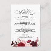 ロマンチックな水の色バーガンディ結婚フローラズシック エンクロージャーカード (正面)