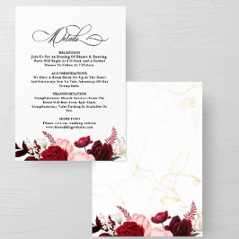 ロマンチックな水の色バーガンディ結婚フローラズシック エンクロージャーカード