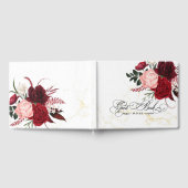 ロマンチックな水の色バーガンディ結婚フローラ ゲストブック (全面)