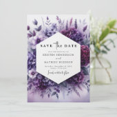 ロマンチックな水の色パープルフローラ結婚ズ セーブザデート (スタンド正面)