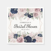 ロマンチックな水の色ピンクのバラブライダルシャワーの好意 スタンダードカクテルナプキン (正面)