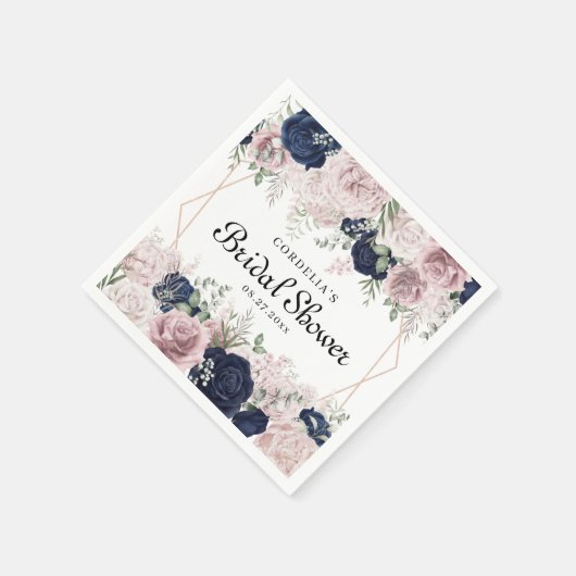 ロマンチックな水の色ピンクのバラブライダルシャワーの好意 スタンダードカクテルナプキン (角)