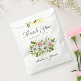 ロマンチックな水の色ピンクのバラ結婚ズありがとう フェイバーバッグ