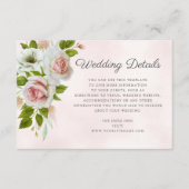 ロマンチックな水の色ピンクのバラ結婚ズの詳細 エンクロージャーカード (正面)