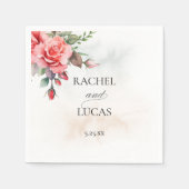 ロマンチックな水の色ピンクのバラ スタンダードカクテルナプキン (正面)