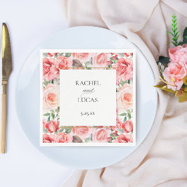 ロマンチックな水の色ピンクのバラ スタンダードランチョンナプキン