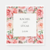 ロマンチックな水の色ピンクのバラ スタンダードランチョンナプキン (正面)