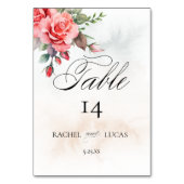 ロマンチックな水の色ピンクのバラ テーブルナンバー (正面)