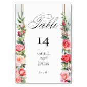 ロマンチックな水の色ピンクのバラ テーブルナンバー (正面)