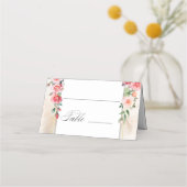 ロマンチックな水の色ピンクのバラ プレイスカード (正面)