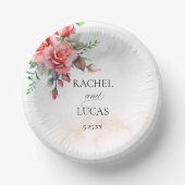 ロマンチックな水の色ピンクのバラ ペーパーボウル (正面)