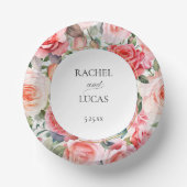 ロマンチックな水の色ピンクのバラ ペーパーボウル (正面)