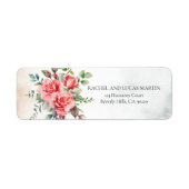 ロマンチックな水の色ピンクのバラ ラベル (正面)