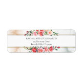 ロマンチックな水の色ピンクのバラ ラベル (正面)