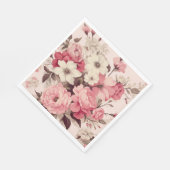 ロマンチックな水の色ピンクのバラ&リンゴの花 スタンダードランチョンナプキン (角)