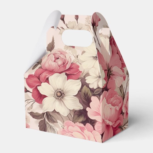 ロマンチックな水の色ピンクのバラ&リンゴの花 フェイバーボックス (正面サイド)