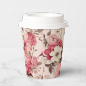 ロマンチックな水の色ピンクのバラ&リンゴの花 紙コップ (右)