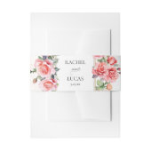 ロマンチックな水の色ピンクのバラ 招待状ベリーバンド (正面例)