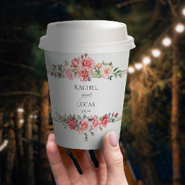 ロマンチックな水の色ピンクのバラ 紙コップ