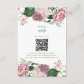 ロマンチックな水の色ピンクの花庭園の結婚式 エンクロージャーカード (正面)