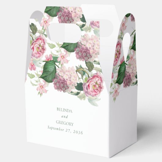 ロマンチックな水の色ピンクの花庭園の結婚式 フェイバーボックス (オープン)