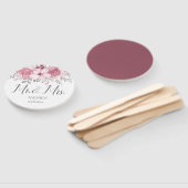 ロマンチックな水の色ピンクの花模様ミスター&ミセス結婚ズ ハンドファン (組立なし)